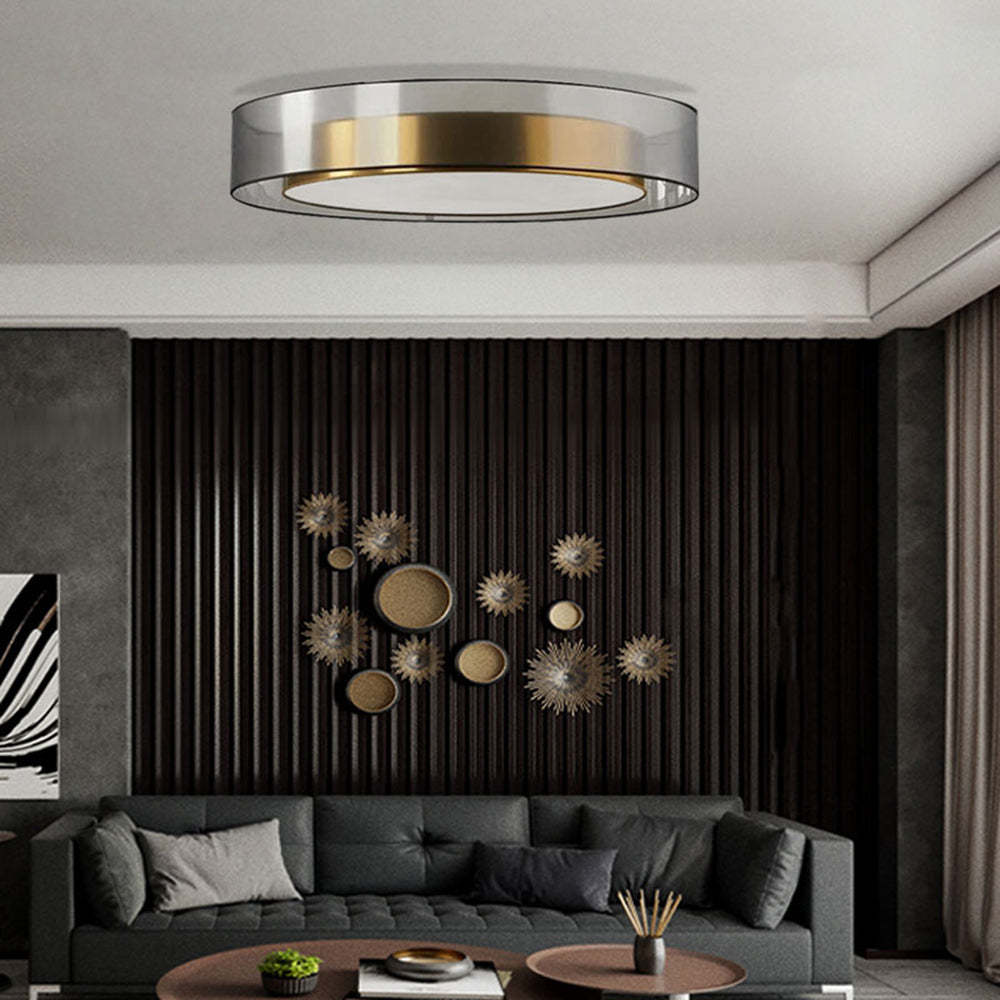 Vomalum Nordic Modern Round LED Flush Mount Ceiling Light, Gold Copper