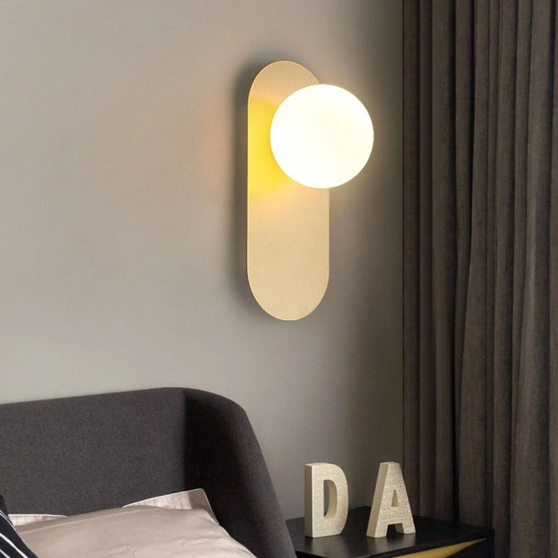 Gobulok Modern LED Wall Lamp Black/Gold Glass Bedroom/Living Room