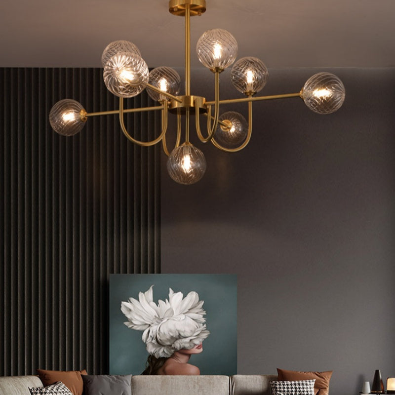 Jimotut Modern LED Chandelier Gold Glass Living/Dining Room/Bedroom