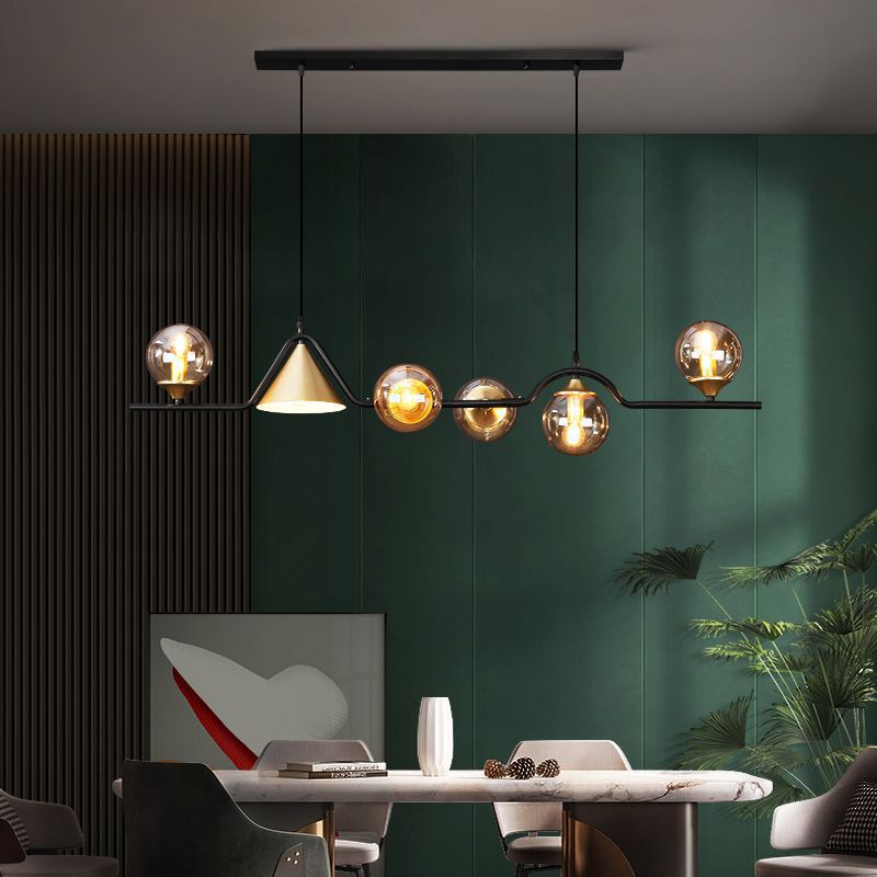 Nedabor Modern LED Pendant Light Black/Gold Glass Living Room/Bedroom