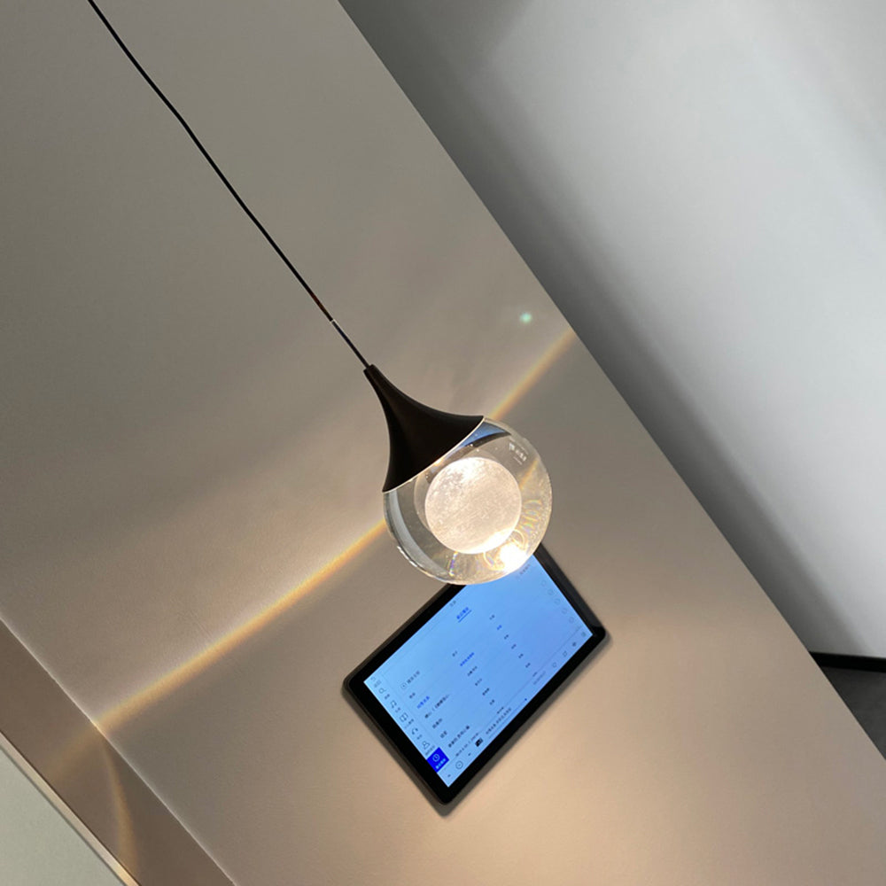 Zebubis Minimalist Moon Metal Pendant Light,Black