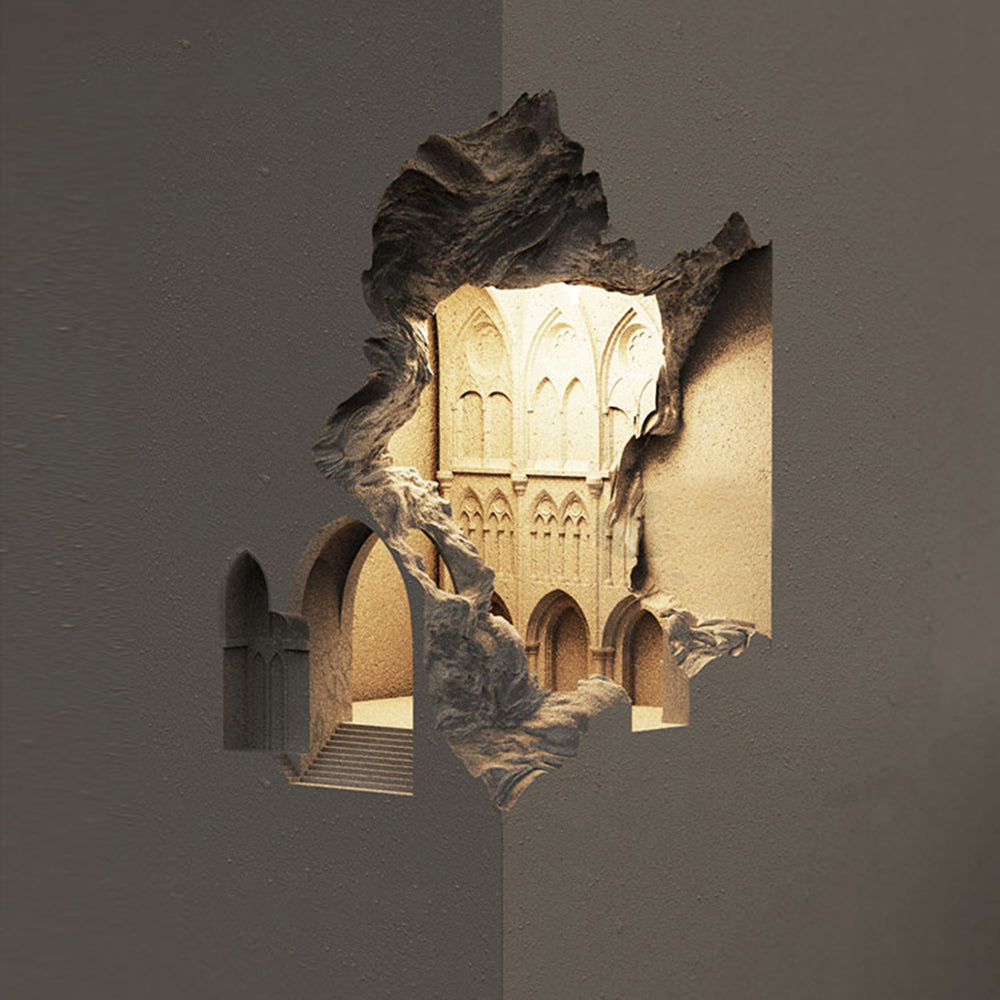 Natotuk Art Deco Flush LED Plaster Wall Lamp, White