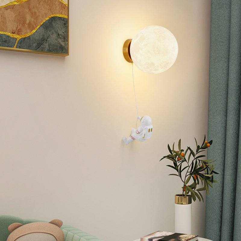 Dupivad Modern Moon LED Indoor Wall Lamp White Resin Kid's Room