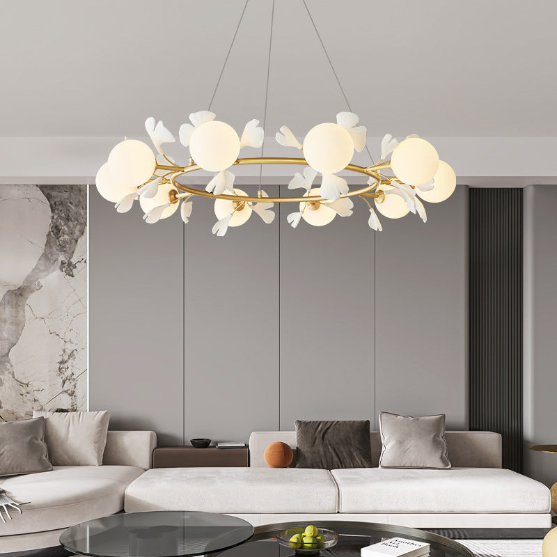 Gimageni Luxury Minimalist Chandelier Creative Leaf Glass Living Room
