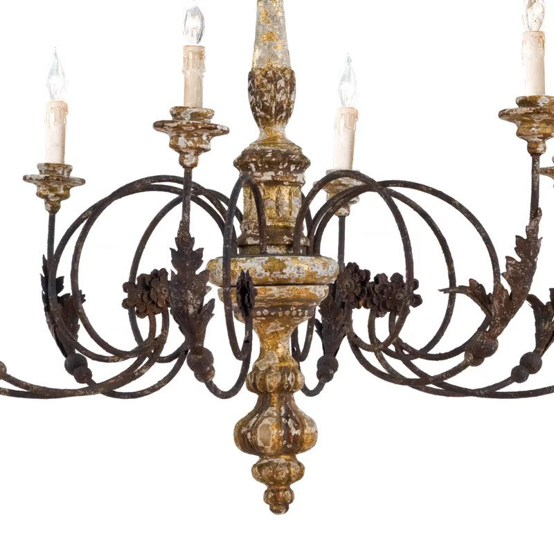 Hipurar Large Retro Creative Chandelier Brown Wood Metal Living Room