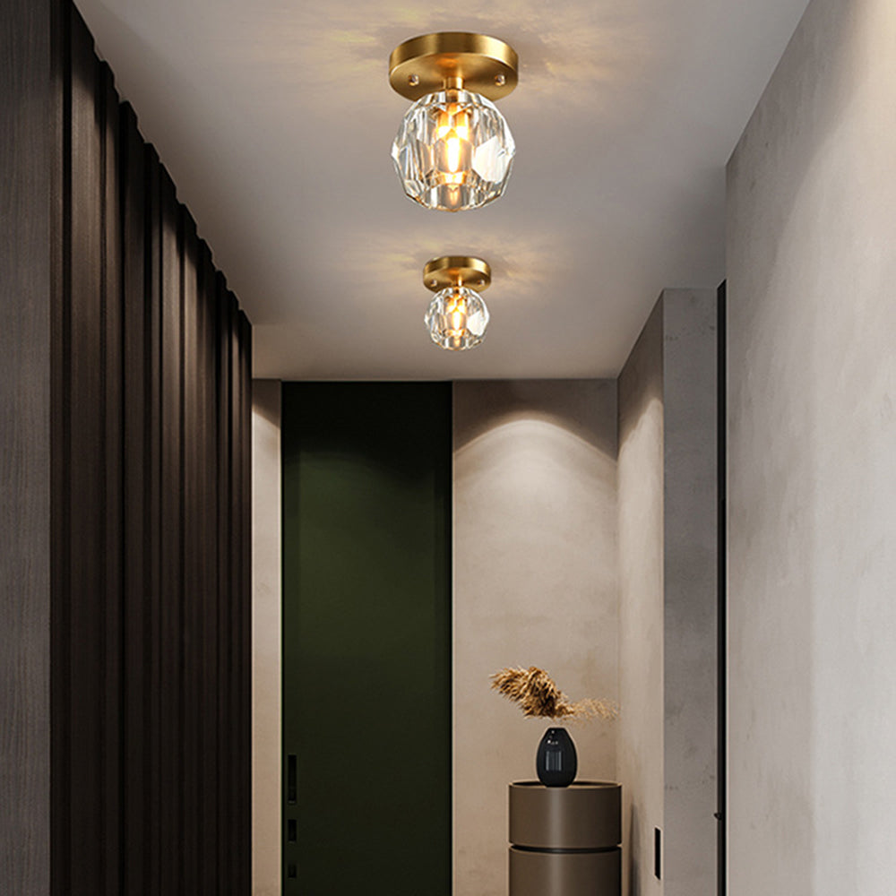 Lebomen Luxury Diamond Metal/ Flush Mount Ceiling Light, Gold
