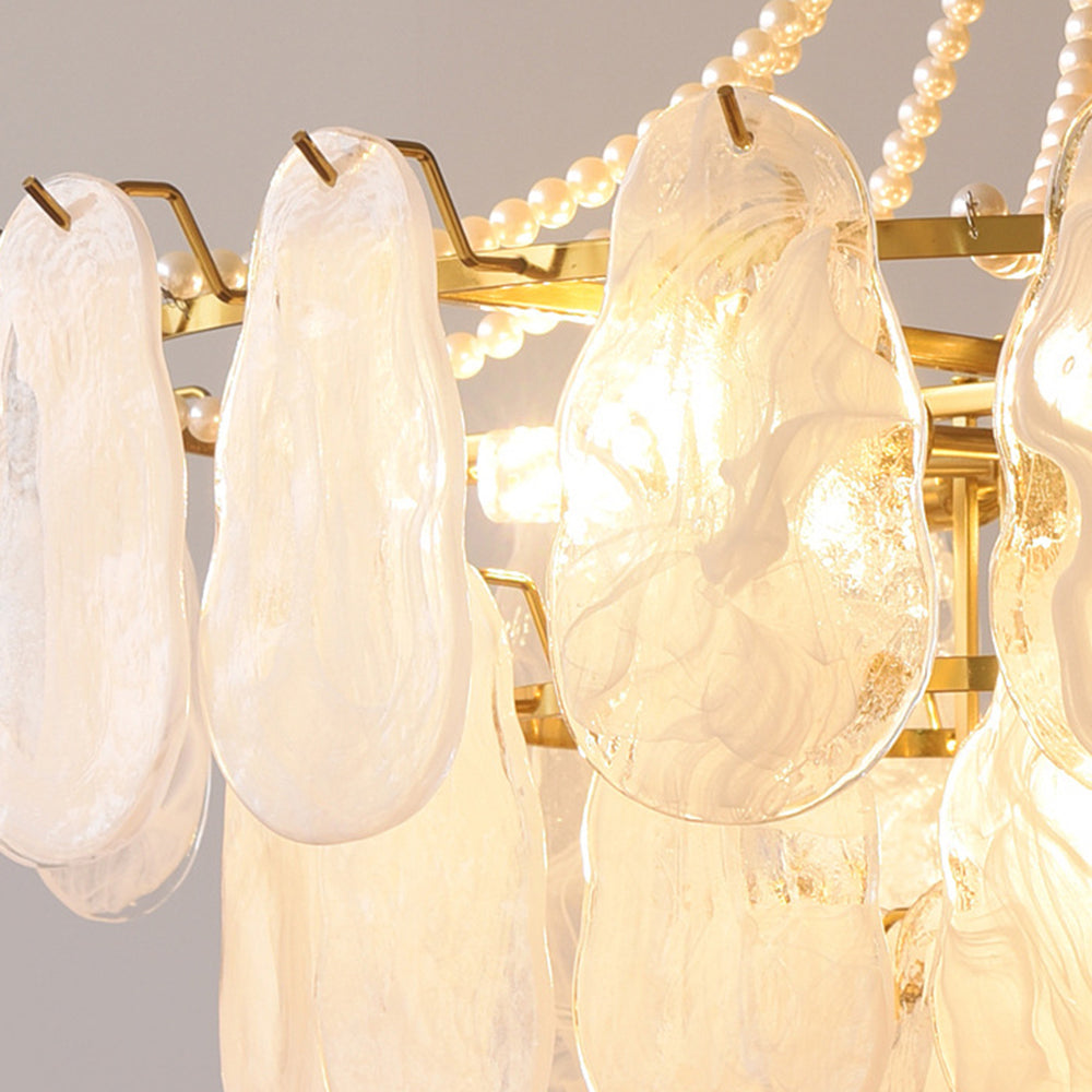 Lopagar Elegant Pearl/Glass/Metal Chandelier, White