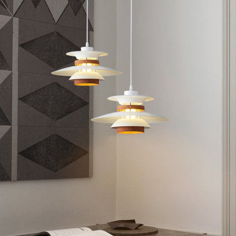 Jenaral Modern Pendant Light Black/White/Wood Metal Dining Room
