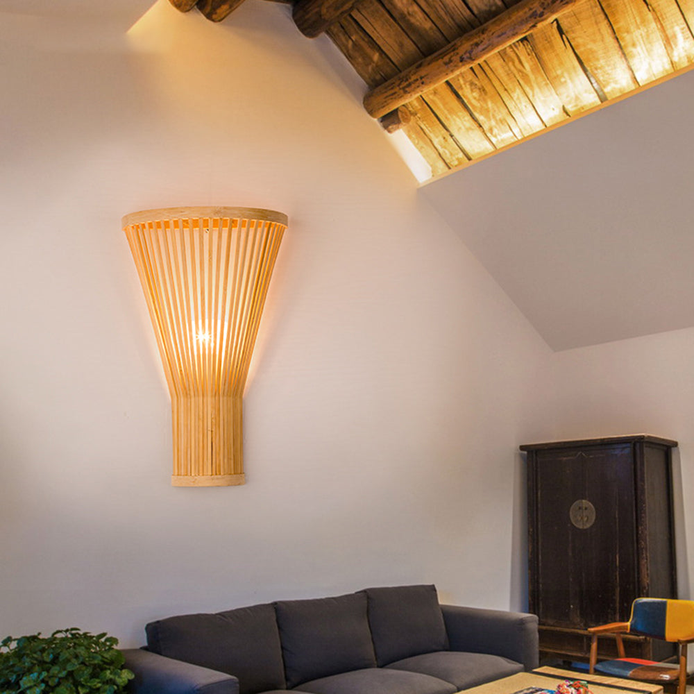 Tunules Led Wall Mounted Bedside Lamp, Rattan/, Bedroom