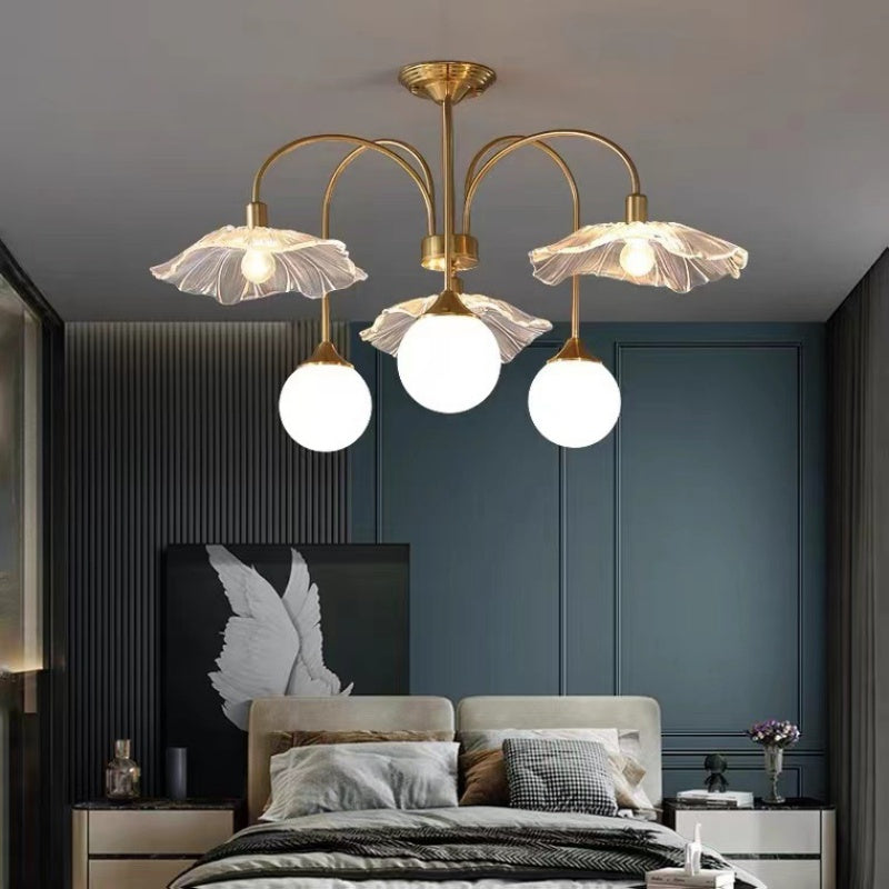 Lomokun Nordic LED Chandelier Gold Glass Living/Dining Room/Bedroom