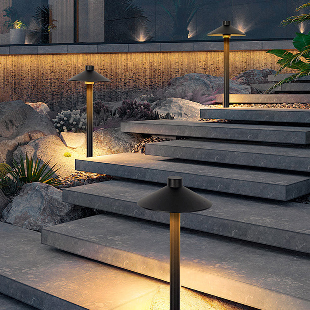 Dorvenia Outdoor Path Light Contemporary Cap-Shaped Black-Neutral Decor