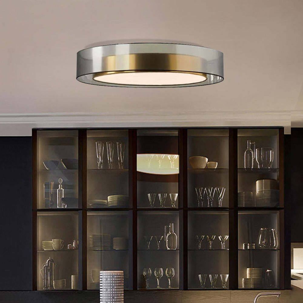 Vomalum Nordic Modern Round LED Flush Mount Ceiling Light, Gold Copper