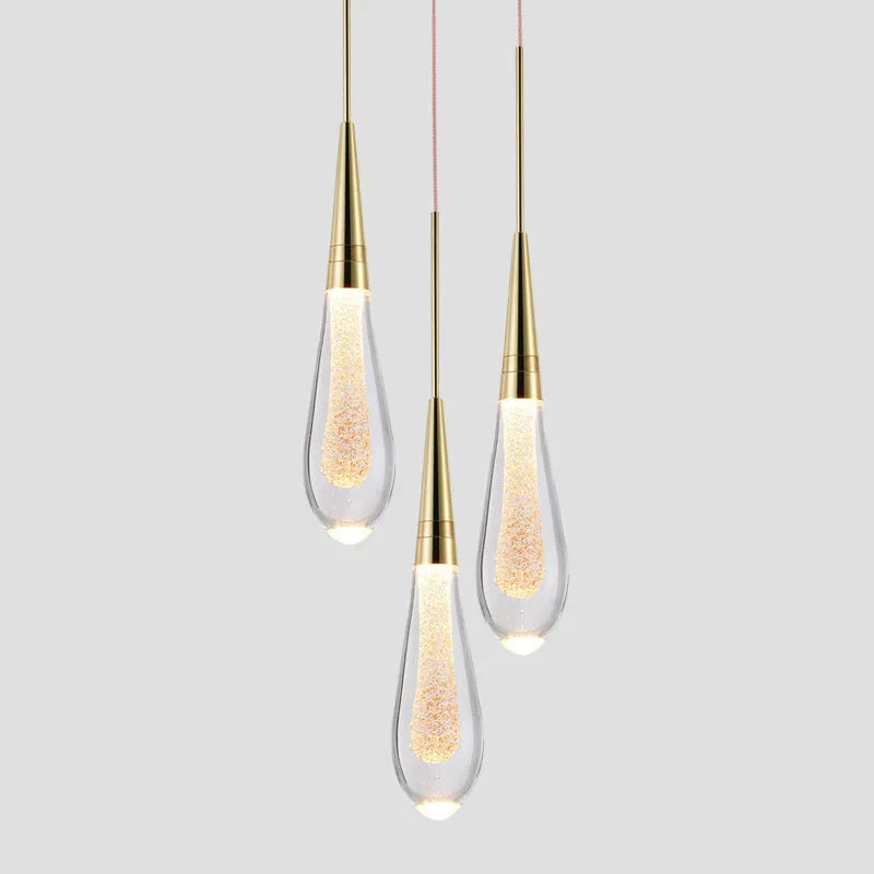 Eloria Pendant Light Crystal Glass Droplet Gold-Neutral Decor