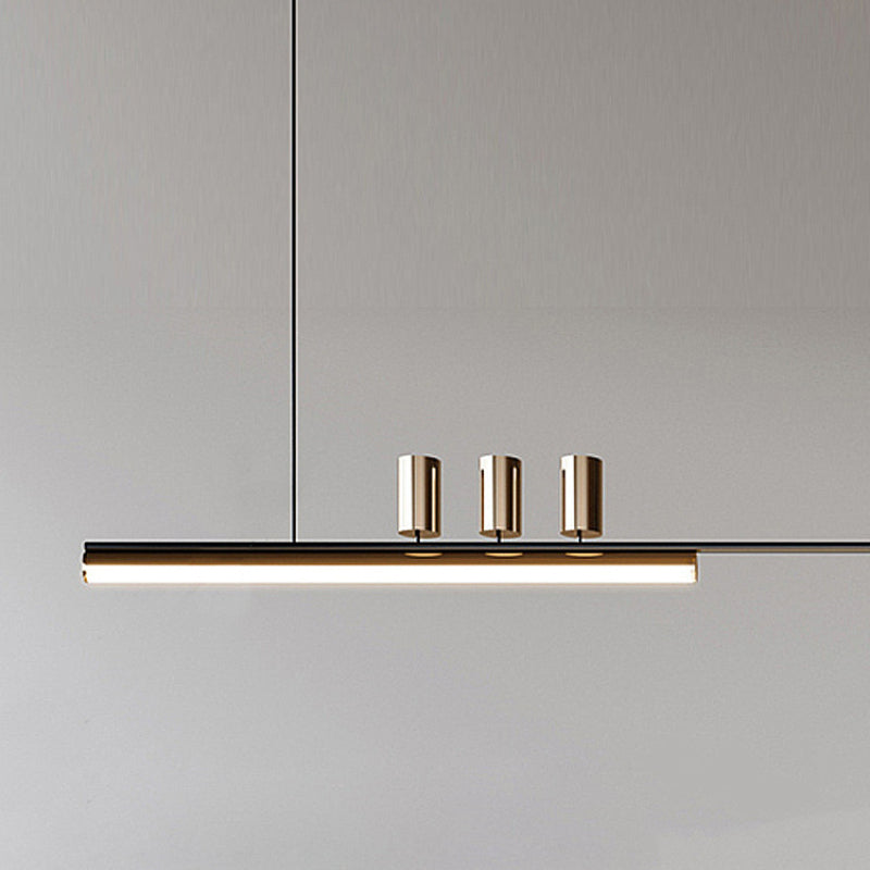 Wikuman Modern Long LED Pendant Light Black Metal Dining Room