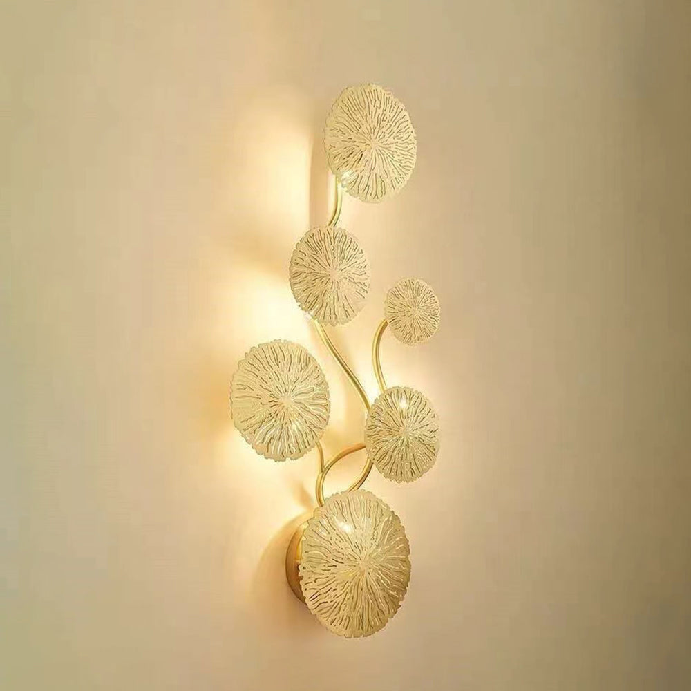 Gutinom Modern Metal Round Lotus Leaf Wall Lamp, Gold