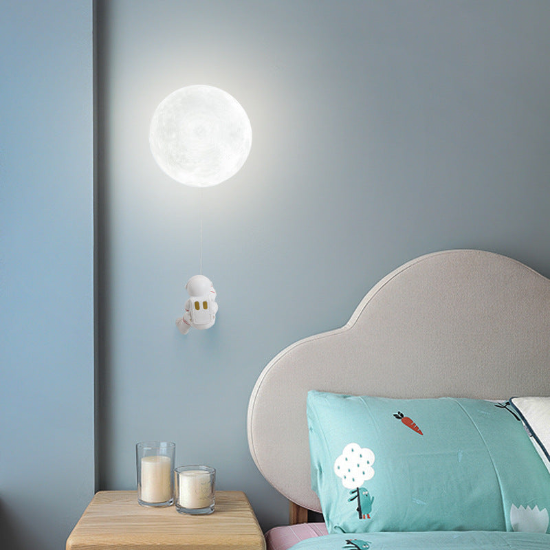 Dupivad Modern Moon LED Indoor Wall Lamp White Resin Kid's Room