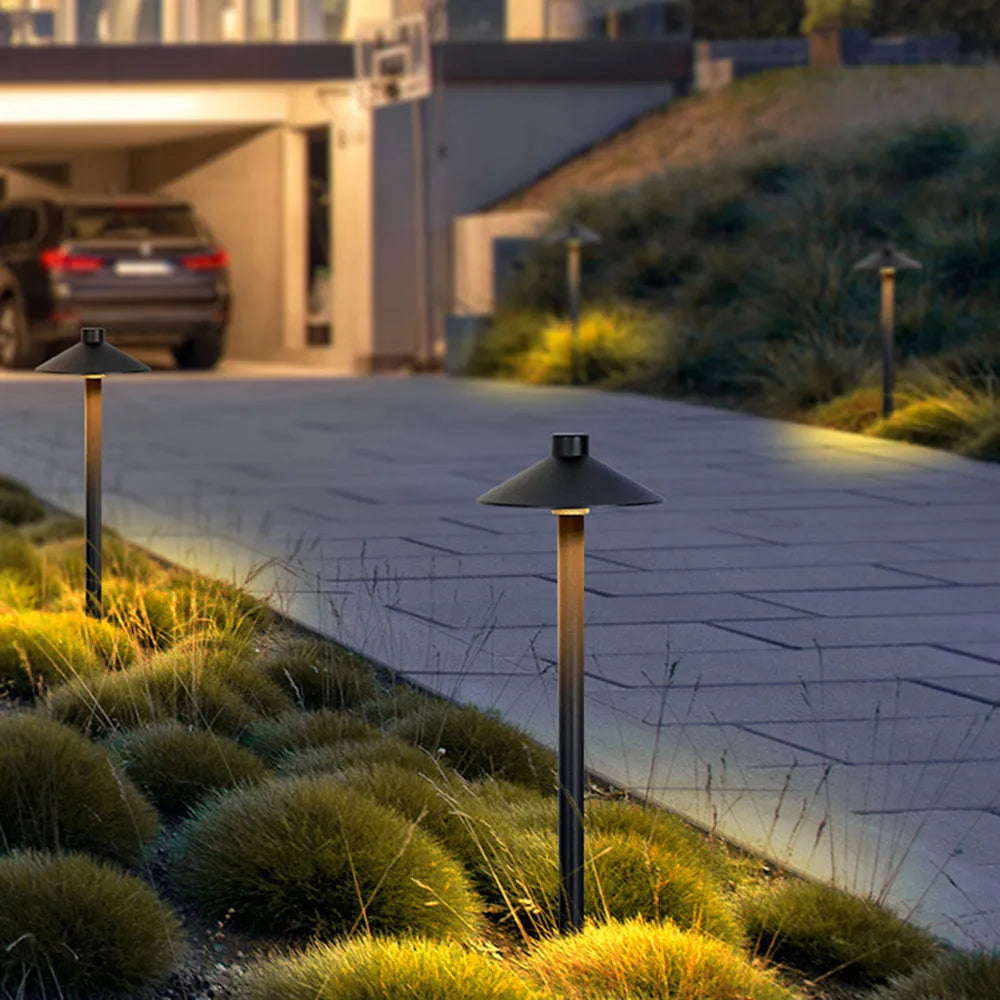 Dorvenia Outdoor Path Light Contemporary Cap-Shaped Black-Neutral Decor