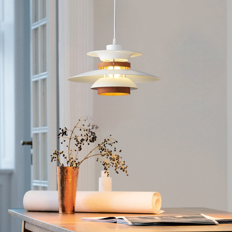 Jenaral Modern Pendant Light Black/White/Wood Metal Dining Room
