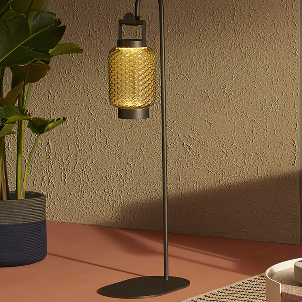 Wutased Vintage Lantern Metal/Glass Outdoor Floor Lamp