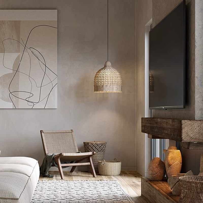 Dumubeme Japanese Retro Basket Pendant Light Bamboo Guesthouse/Bedroom
