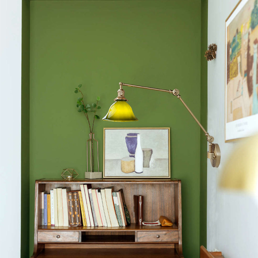 Lotuner Vintage Foldable Wall Lamp, Green/White