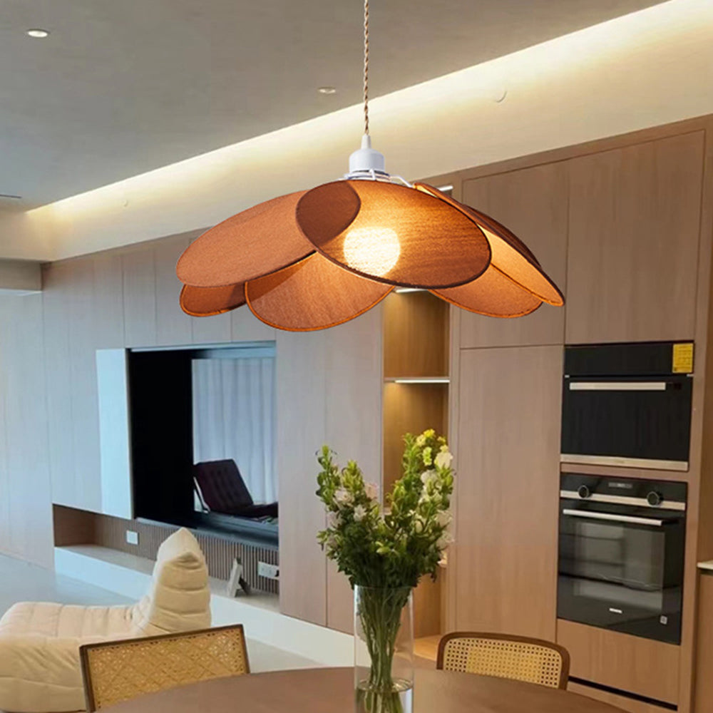 Wavikud Minimalist Fabric Flower Pendant Light, Orange/Brown/Beige