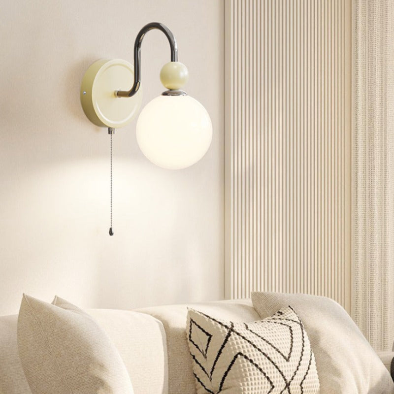 Murovud Modern LED Indoor Wall Lamp Red/Coffee Metal/Glass Bedroom