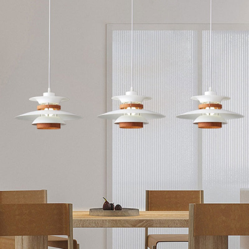 Jenaral Modern Pendant Light Black/White/Wood Metal Dining Room