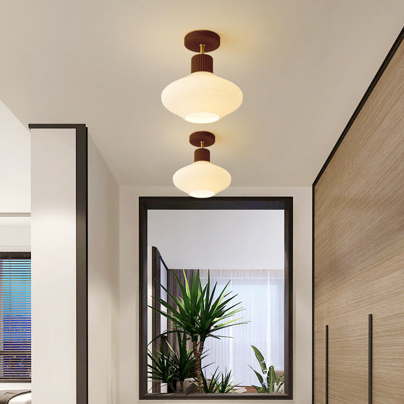 Tovaritu Minimalist Flush Mount Ceiling Light Wood/Walnut Hallway