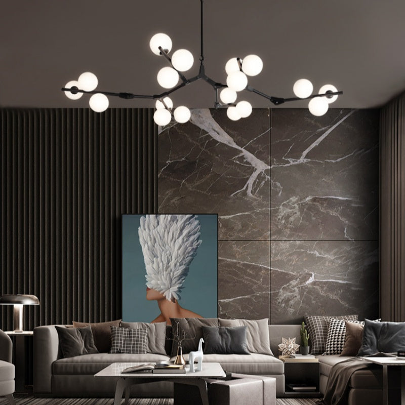 Holumam Modern LED chandelier Gold/Black Glass Living Room/Bedroom