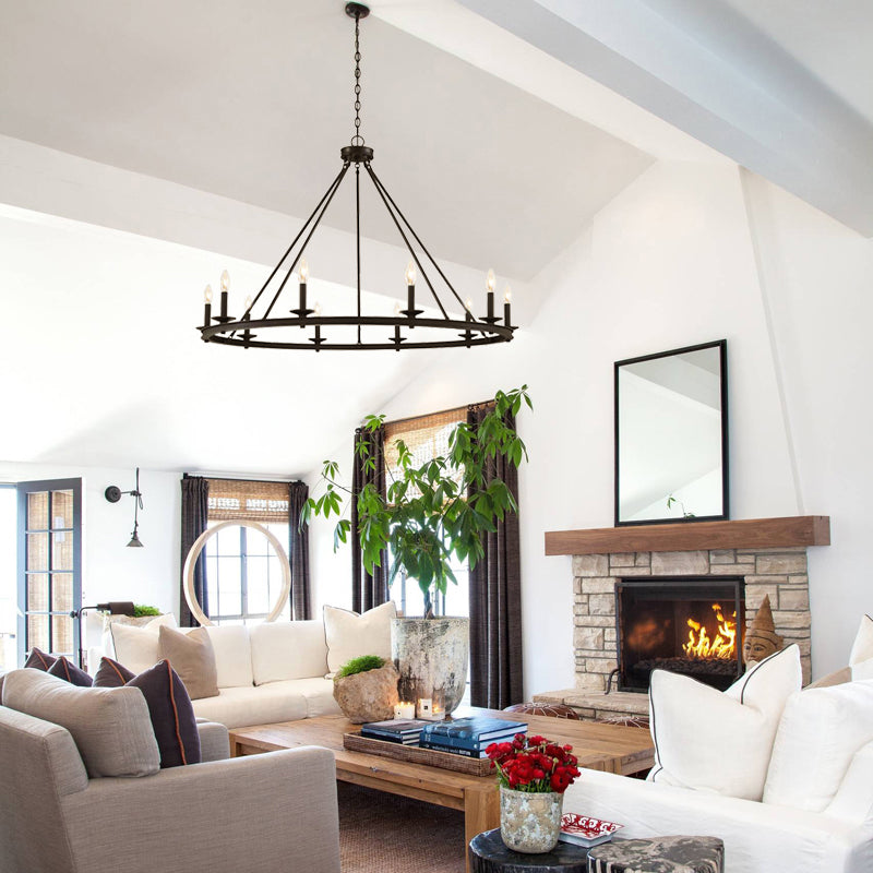 Josalur Modern Candles Chandelier Black Metal Living Room/Bedroom