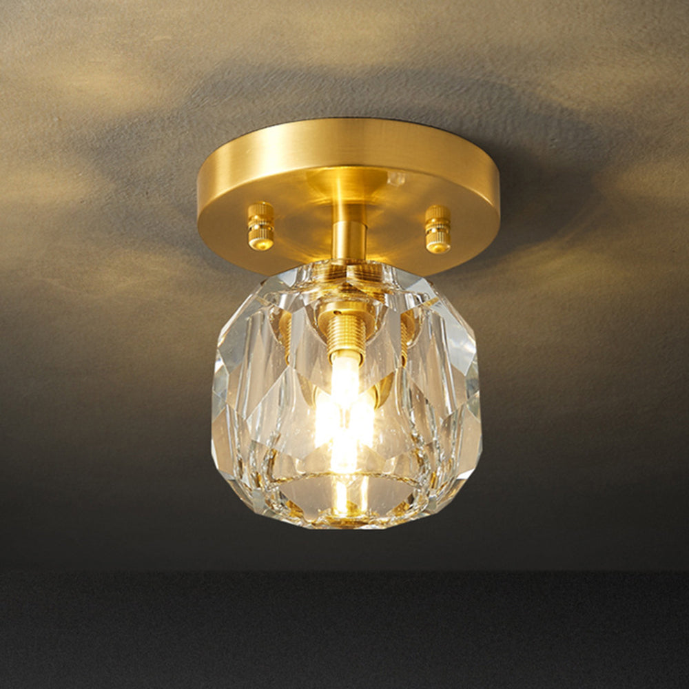 Lebomen Luxury Diamond Metal/ Flush Mount Ceiling Light, Gold