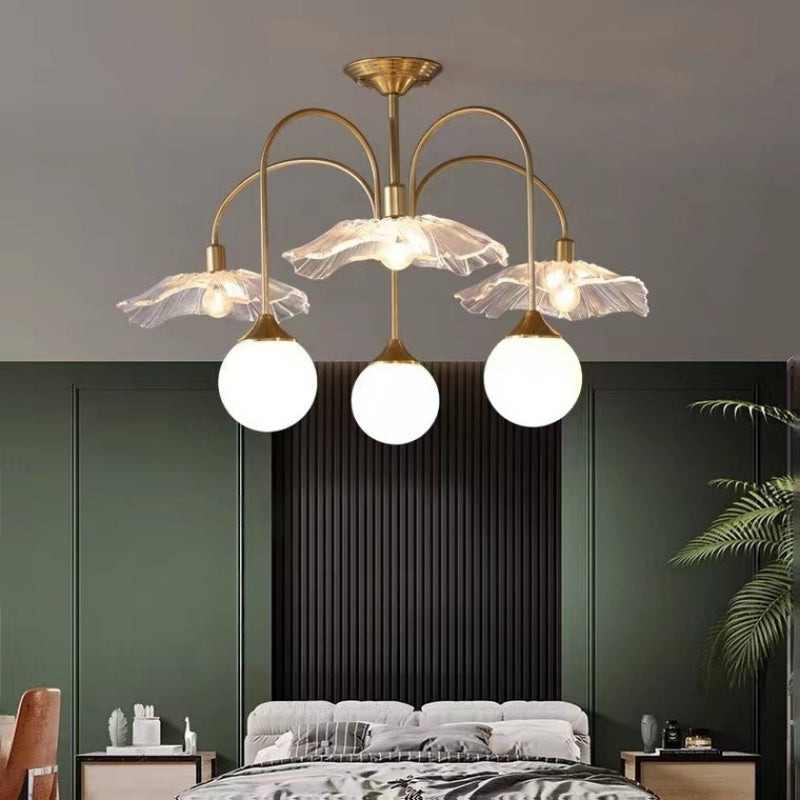 Lomokun Nordic LED Chandelier Gold Glass Living/Dining Room/Bedroom