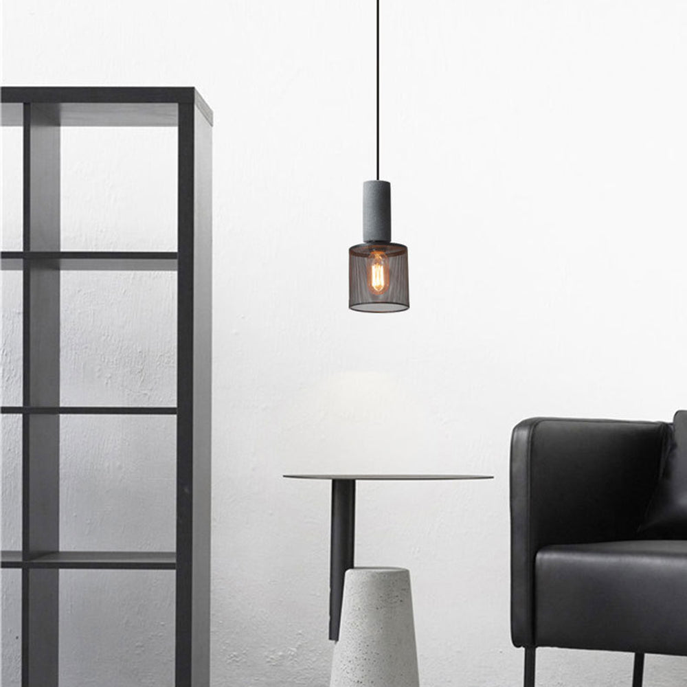 Vireth Pendant Light Industrial Cylindrical Cement/-Neutral Decor