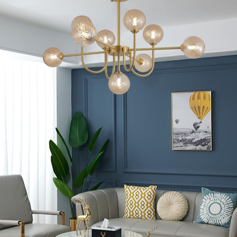 Jimotut Modern LED Chandelier Gold Glass Living/Dining Room/Bedroom