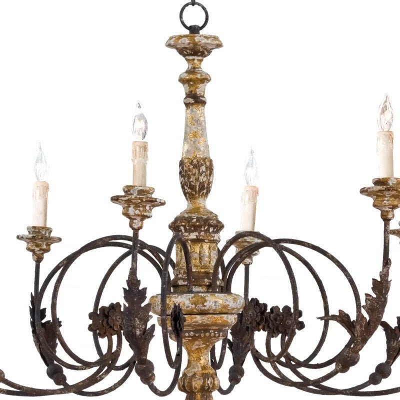 Hipurar Large Retro Creative Chandelier Brown Wood Metal Living Room
