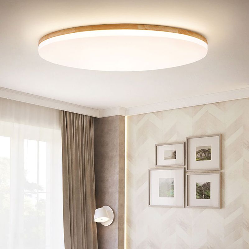 Norev Ceiling Light Slim Round Wood Frame-Neutral Decor