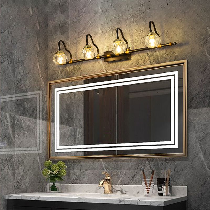 Mopalis Vintage Crystal Globe Vanity Wall Lamp, Black, Bathroom