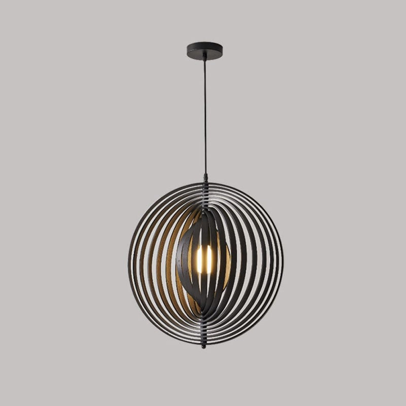 Rovukak Japanese LED Pendant Light Black/Gold Wood Bedroom/Bar