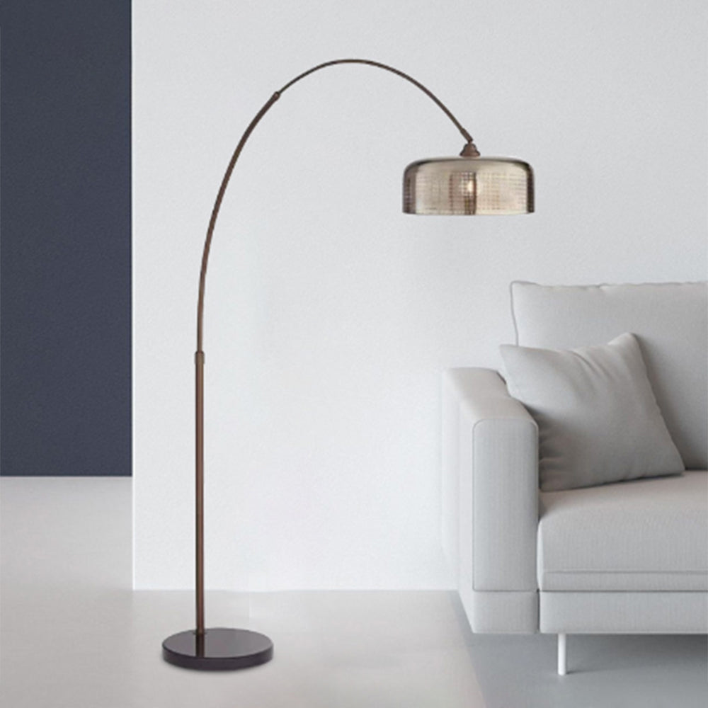 Hegelik Retro Brown Curved Floor Lamp, Metal