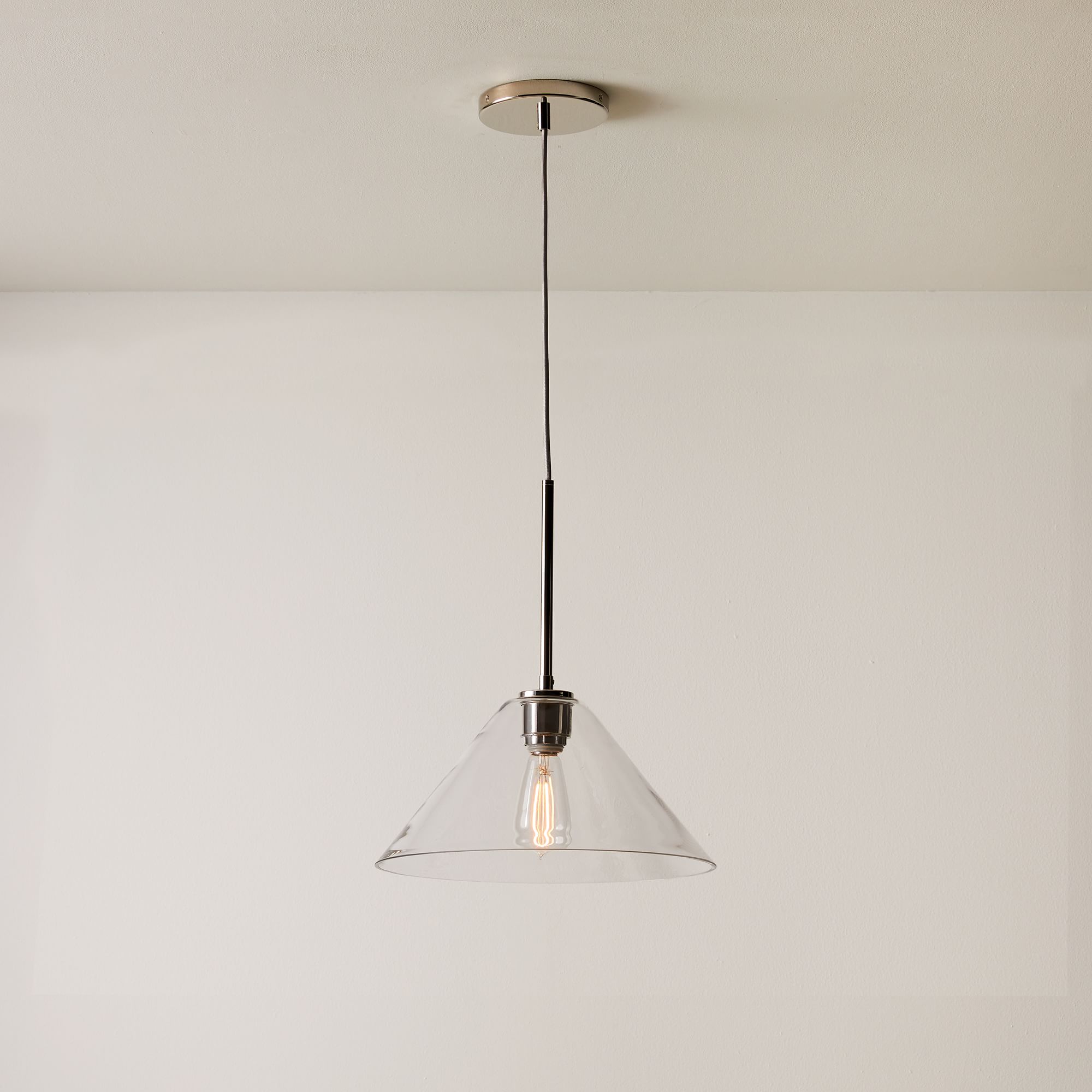 Cone Milk Clear Glass Cone Pendant Light for Kitchen