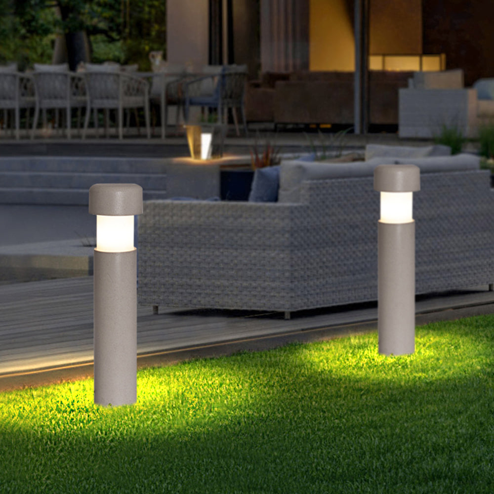 Kedegak Modern Metal Cylindrical Outdoor Path Light, Grey