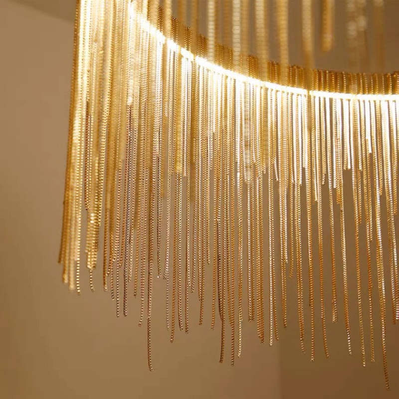 Potenor Tassel Chain Art Deco Pendant Light Silver/Gold Living Room/Hall