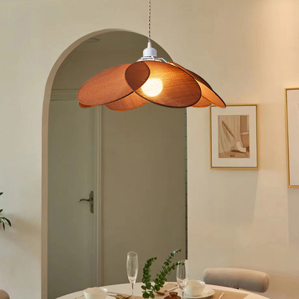 Wavikud Minimalist Fabric Flower Pendant Light, Orange/Brown/Beige