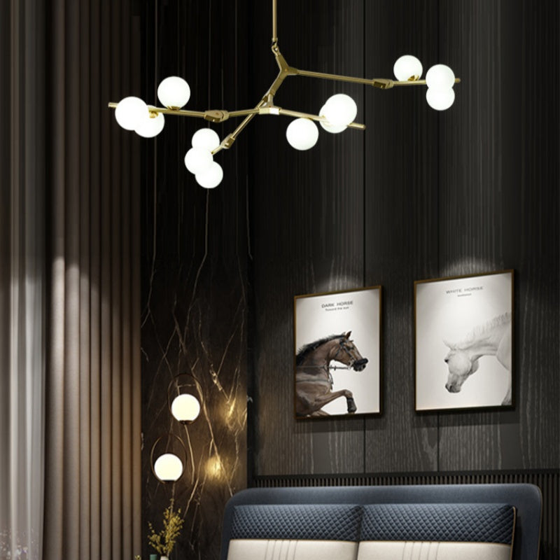 Holumam Modern LED chandelier Gold/Black Glass Living Room/Bedroom
