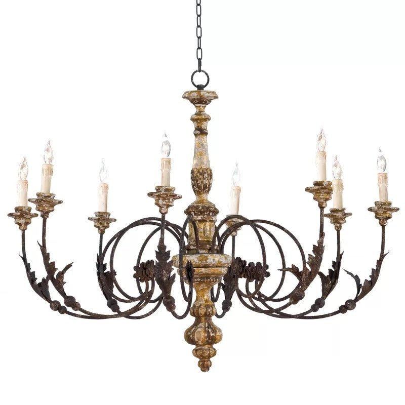 Hipurar Large Retro Creative Chandelier Brown Wood Metal Living Room