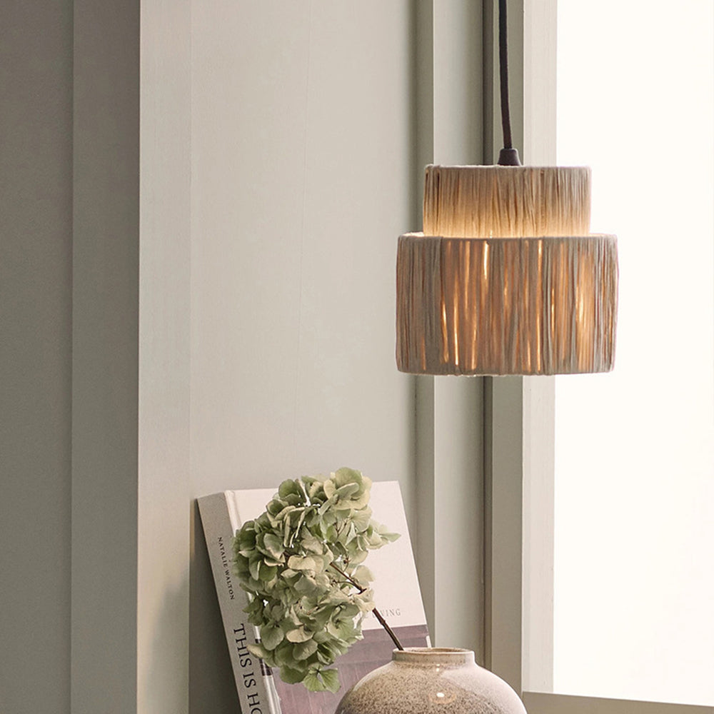 Navomar Rustic Boho Rattan Pendant Light, 3 Style
