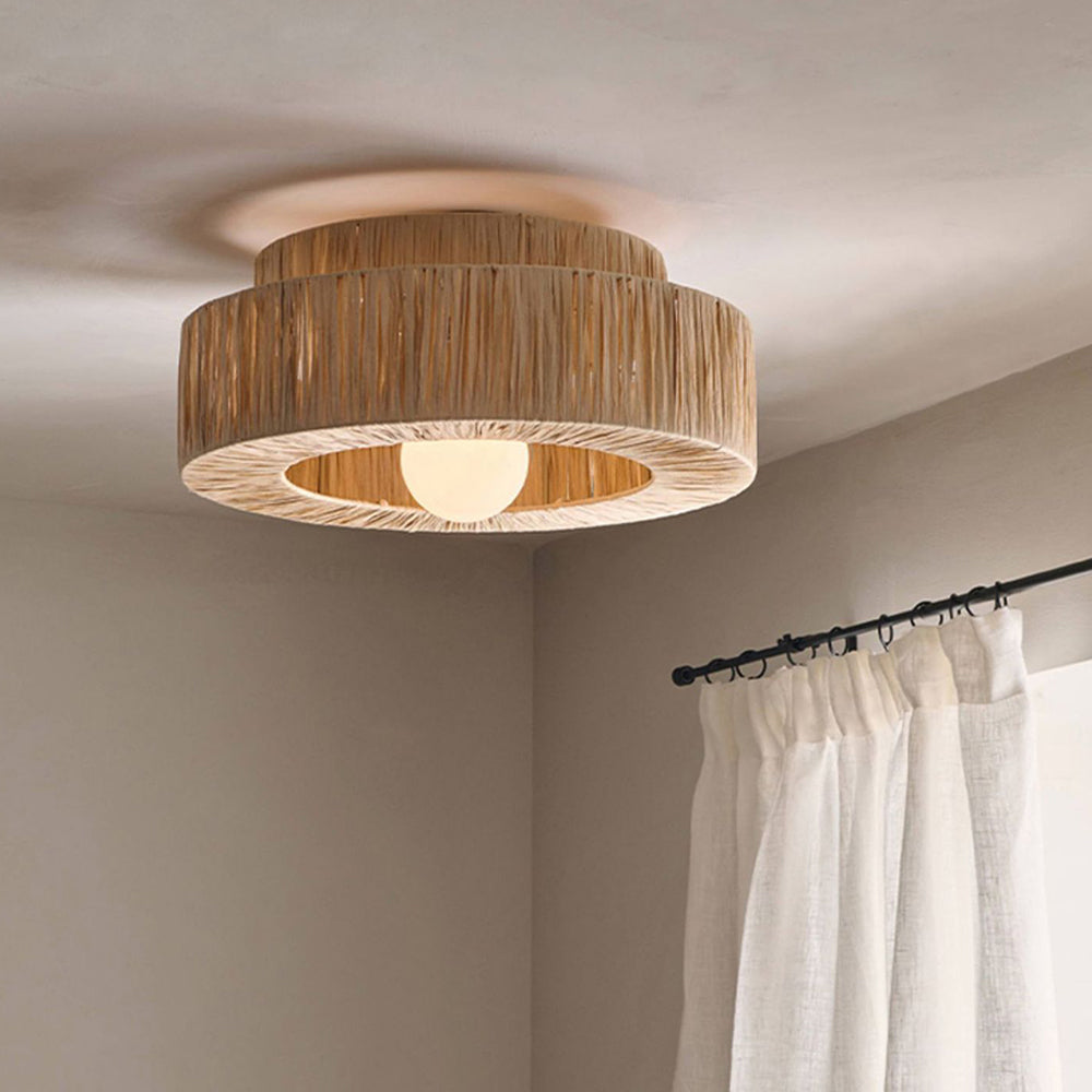 Navomar Rustic Boho Rattan Pendant Light, 3 Style