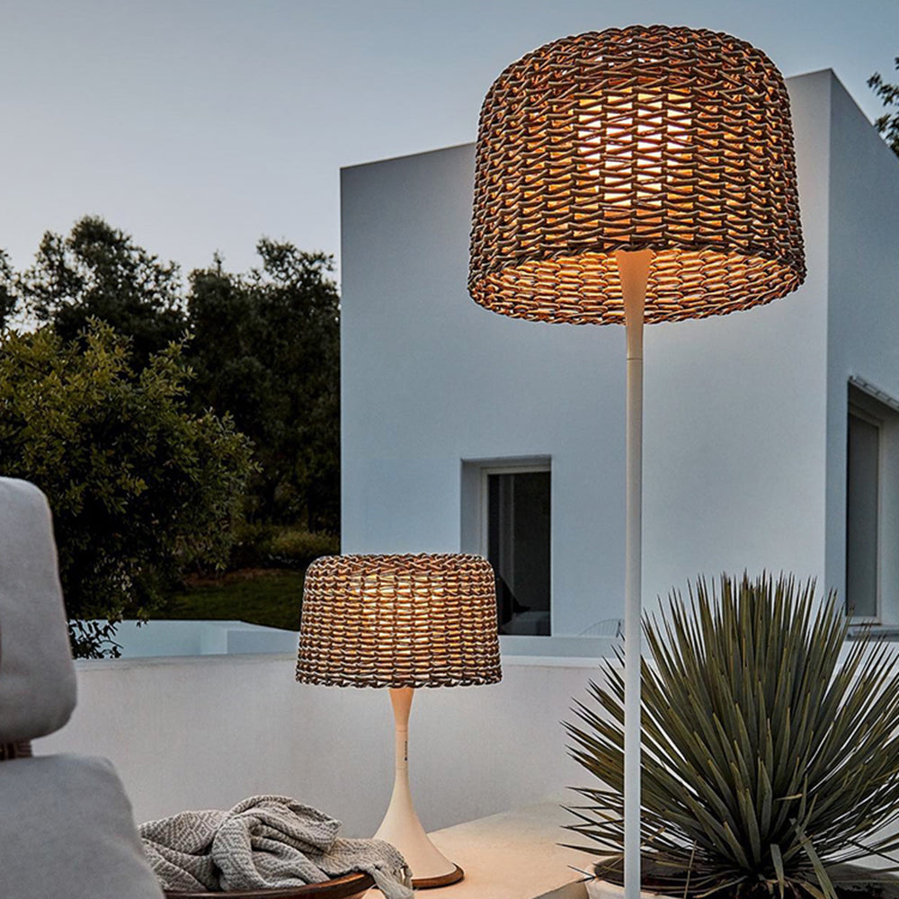 Govomed Waterproof Outdoor Floor Lamp, Rattan，Balcony/Terrace