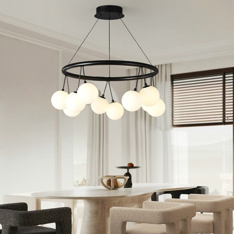 Damokuk Nordic LED Chandelier Black Metal/Glass Dining/Living Room/Bedroom